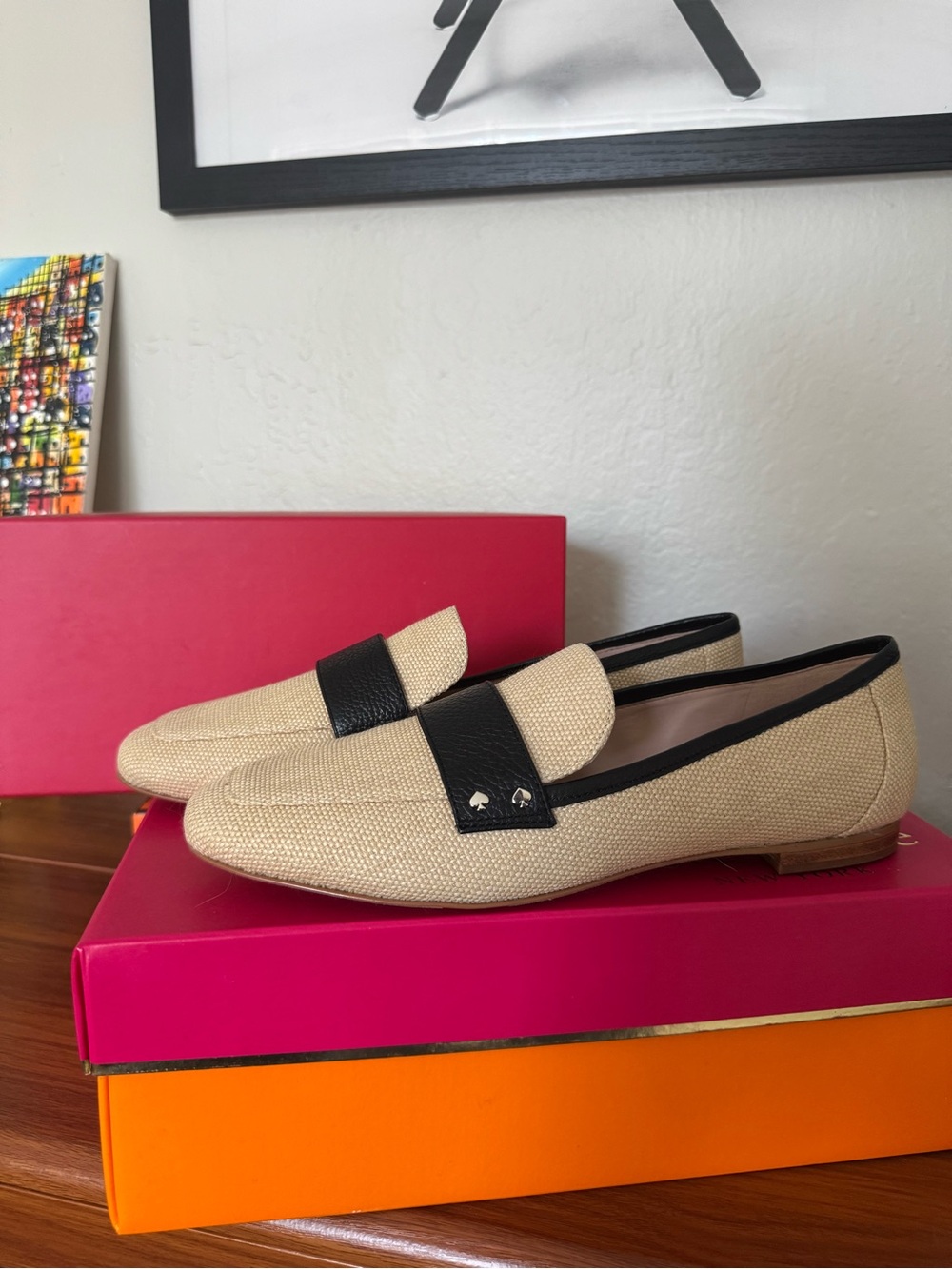 Kate Spade Women’s Beige and Black Slip-On Loafers - Stylish Everyday Comfort